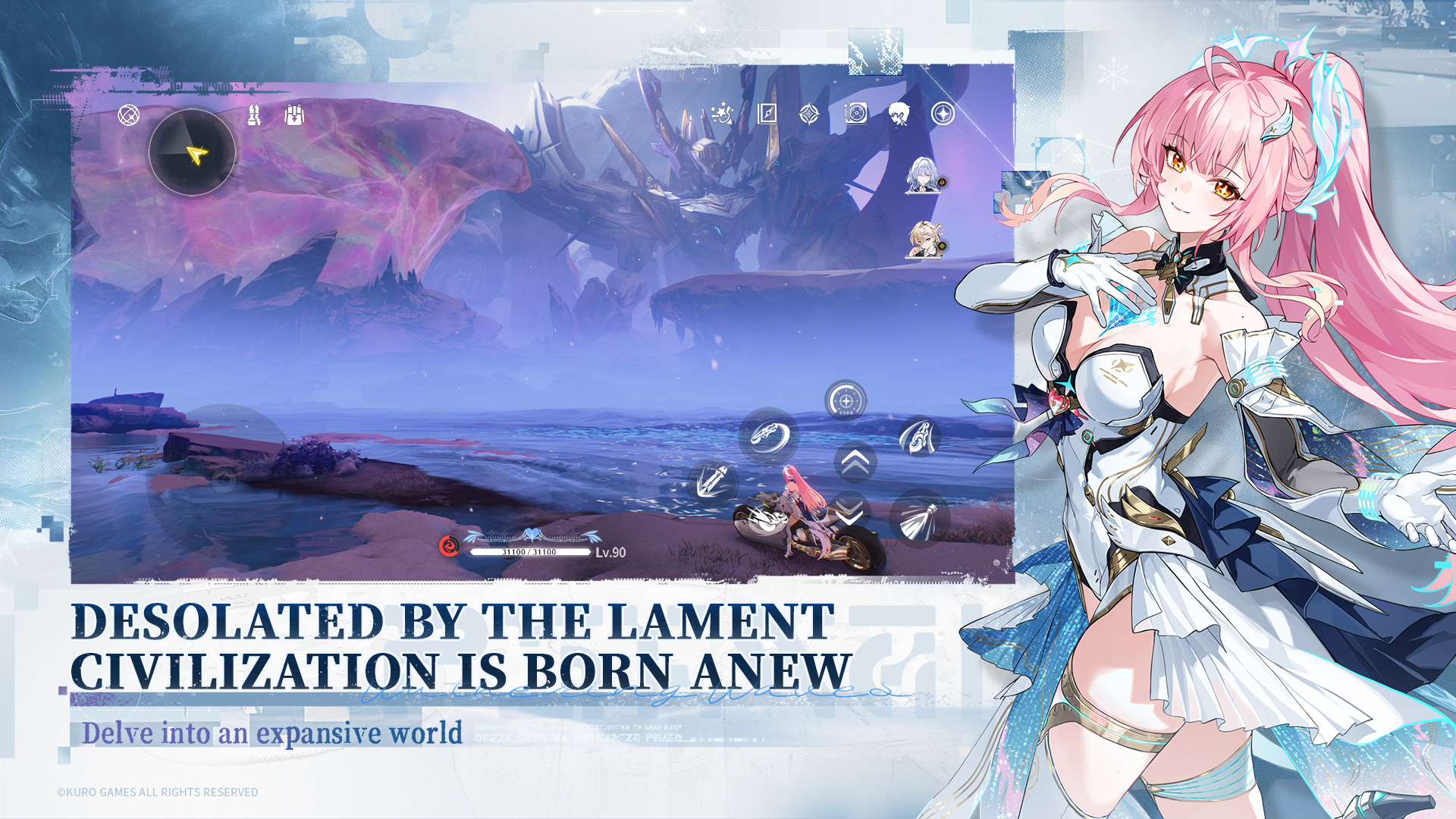 Cena de combate intenso com efeitos de energia e esquiva extrema