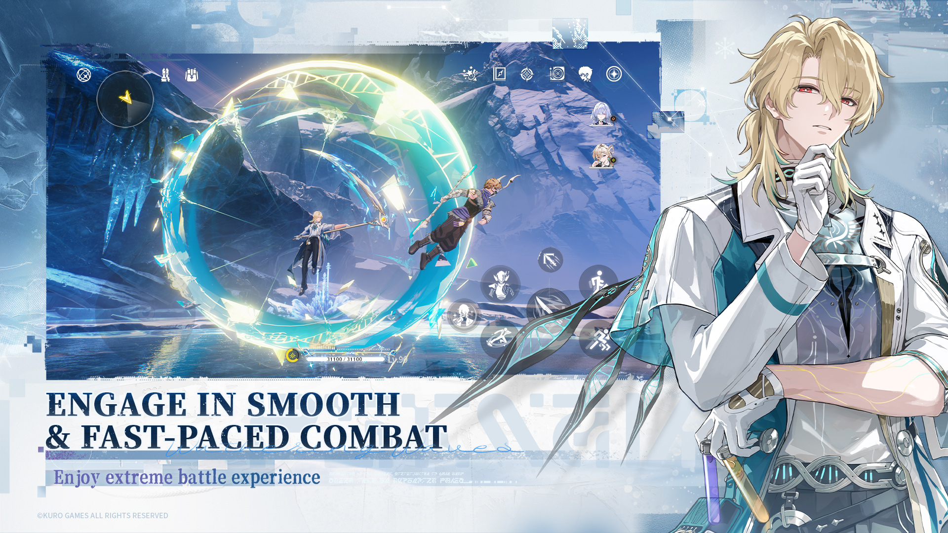 Captura de tela de combate contra chefe em Wuthering Waves